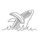 The big whale jumps out of the water