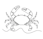 crab crustaceans one line image
