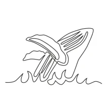 The big whale jumps out of the water