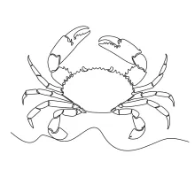 crab crustaceans one line image