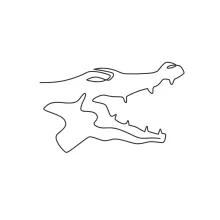 Scary head alligator wild crocodile reptile animal one line-image