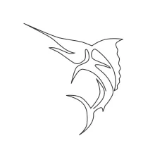 jumping marlin fish sea animals one line image
