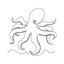 octopus mollusc sea animals one line image