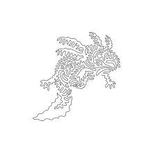 One-Line Drawing of a Cute Axolotl Amphibian for Easy Practice with Unique Shapes