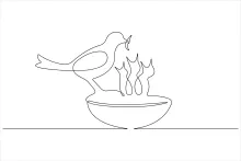 "Minimalist Nesting Bird Art: A One Line Study of Family and Protection"