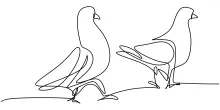 Simple One-Line Drawing of Dove Couple: Learn Symmetry and Form in Minimalist Style