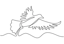 One Line Flying Pigeon Drawing: Learn to Outline Motion and Simplicity
