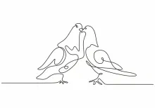 "Minimalist One Line Drawing of Two Doves: A Representation of Unity in Art"