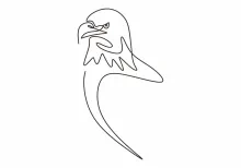 "Minimalist One Line Eagle or Falcon Head: A Sharp and Impactful Art Study"