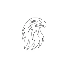 One Line Drawing of a Powerful Eagle-Falcon Head: Explore Fierce Features with Simple Lines