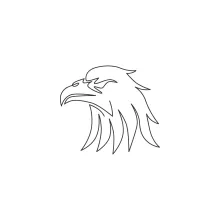 One Line Drawing of a Heroic Falcon-Eagle Head: Explore Strong Bird Features Easily