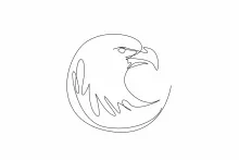 Rounded Eagle Head One Line Drawing: Easy Shape Practice for Strong Bird Forms