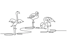 "One Line Drawing of Three Flamingos: A Simplified Approach to Social and Elegant Birds"
