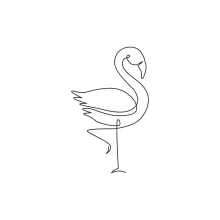 One Line Exotic Flamingo Drawing: Practice Simple Animal Art with Unique Shapes