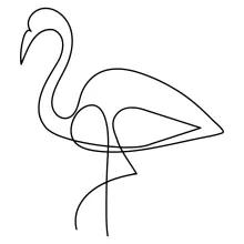 "One-Line Flamingo Drawing: A Minimalist Study of an Iconic Wetland Wader"