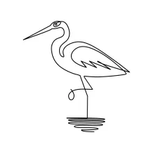 "One Line Heron Drawing: A Minimalist Study of Poise and Elegance"