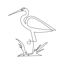 "Minimalist One Line Heron Drawing: Capturing a Wading Bird’s Graceful Stance"