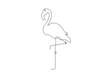Flamingo Sketch with One Line: Easy Art Practice with Animal Form and Shape