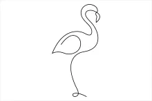Flamingo Bird One Line Drawing: Practice Tall Animal Shapes with Simple Art Style