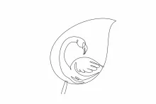 Flamingo Head and Body One Line Drawing: Practice Proportions in a Simple Bird Design