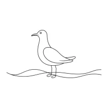 "One Line Gull Drawing: A Minimalist Approach to Coastal Bird Shapes"