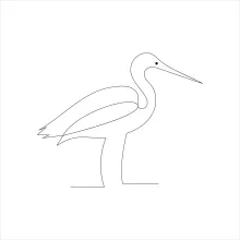 Flying Heron One-Line Drawing for Exploring Wing Shapes and Movement