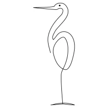 "One-Line Heron Drawing: A Minimalist Approach to Capturing Wetland Majesty"