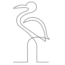 "Minimalist One-Line Heron Drawing: Capturing the Beauty of a Waterbird’s Graceful Stance"