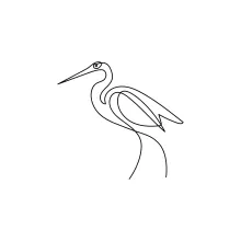 "Minimalist Heron Bird Drawing: A Single-Line Study of Silhouettes in Art"