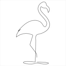 "Simple Flamingo Drawing: A One Line Study of Iconic Bird Proportions"