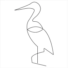"Minimalist Heron Bird Sketch: A One Line Approach to Striking Silhouettes"