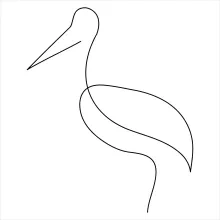 "Minimalist Heron Bird Art: A Simple Single-Line Study of Shape and Posture"