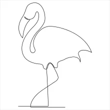 "One Line Flamingo Sketch: A Simplified Approach to Unique Bird Structures"