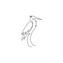 "Minimalist One Line Heron Drawing: Capturing Its Poised Posture in Simple Art"