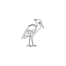 "Minimalist One Line Heron Drawing: Capturing Coastal Beauty in Simple Art"