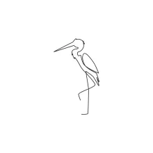 "One Line Heron Drawing: A Minimalist Study of Height and Grace"