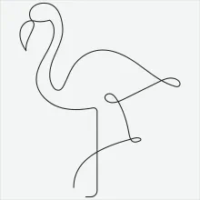 "Minimalist One-Line Flamingo Drawing: Capturing Tropical Grace in Simple Form"