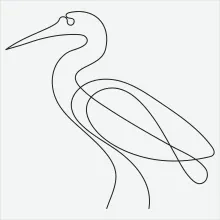 "Minimalist One-Line Heron Drawing: Capturing the Poise of a Waterbird"