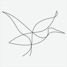 "One-Line Heron Drawing: A Minimalist Study of a Silent Coastal Guardian"