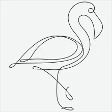 "Minimalist One-Line Flamingo Drawing: Capturing Tropical Majesty in Simple Art"