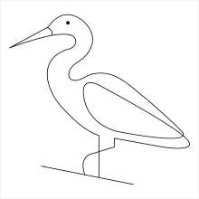"One-Line Standing Heron Drawing: A Minimalist Approach to Capturing Wetland Grace"