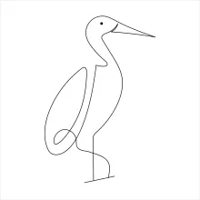 Standing Heron One Line Drawing for Beginners to Explore Bird Shape and Balance