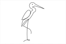 "One Line Adorable Heron Art: A Simplified Way to Illustrate Unique Bird Shapes"