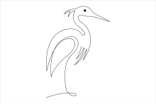 Adorable Heron Drawing in One Line: Easy Art Practice for Long-Legged Birds