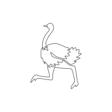 "Minimalist One Line Ostrich Drawing: Capturing Speed and Strength in Simple Art"