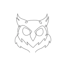 Simple One-Line Drawing of an Elegant Owl Head: Focus on Facial Features
