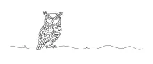 Owl Bird One Line Drawing: Practice Animal Shapes with Easy Night Bird Design