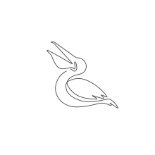 "Minimalist One Line Pelican Drawing: A Simple and Playful Study of a Majestic Bird"