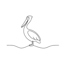 One Line Pelican Drawing: Learn Big Beak Bird Shapes with Easy Sketch Technique