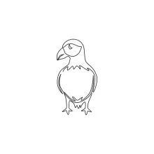 "Minimalist One Line Puffin Drawing: Capturing a Coastal Explorer in Simple Art"